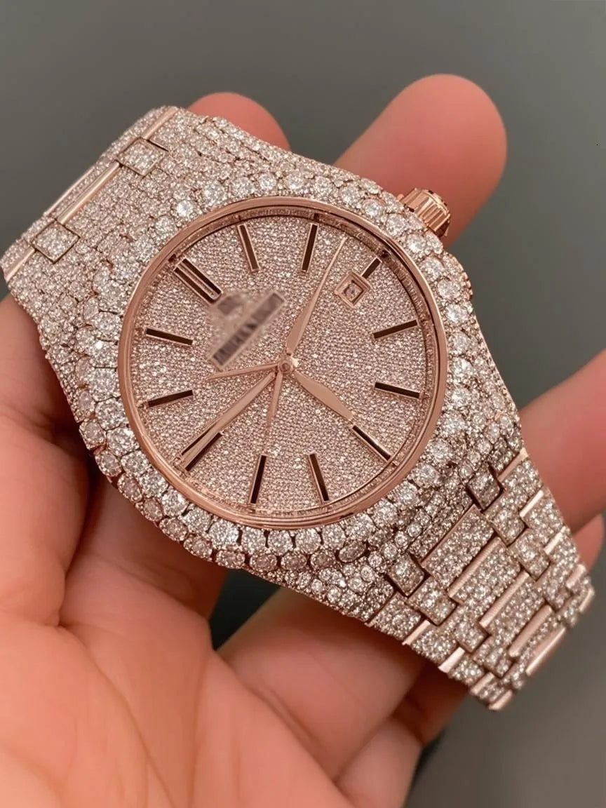 VVS Top Quality Automatic Mechanical Iced Out Women Designer Men Moissanite Pass Test Dia Watches Iced Out Vvs Diamond Watch Free Delivery