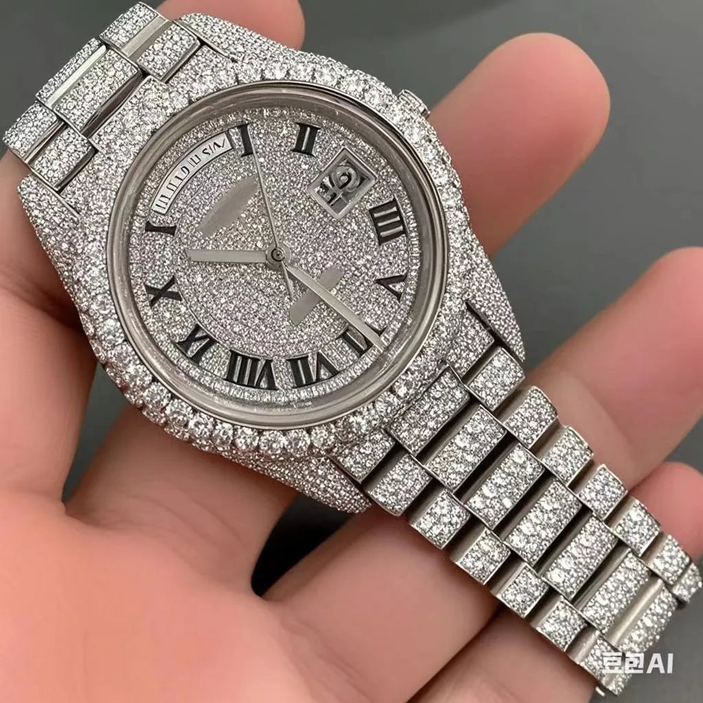 VVS Top Quality Automatic Mechanical Iced Out Women Designer Men Moissanite Pass Test Dia Watches Iced Out Vvs Diamond Watch Free Delivery
