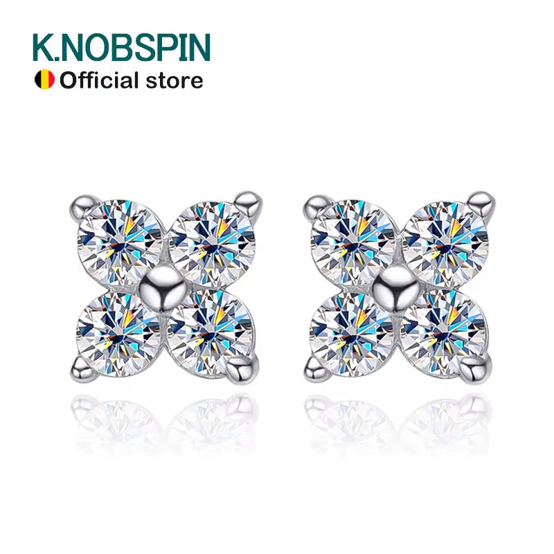 D VVS1 round Moissanite Stud Earrings for Women Man 4 Stones Classic S925 Sterling Silver Earring with GRA Gift Jewelry