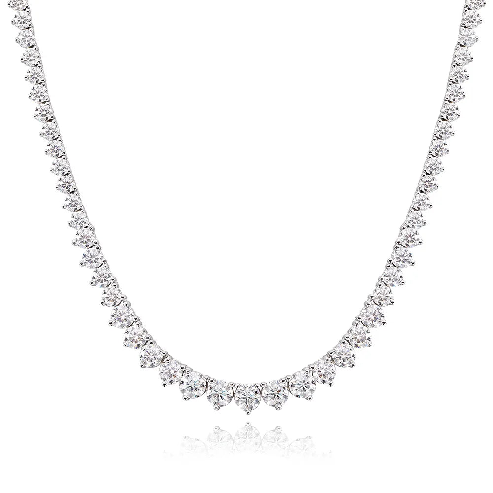 3 Claw D VVS1 Moissanite Tennis Necklace S925 Sterling Silver 18K White Gold GRA Certified Wedding Necklaces for Women