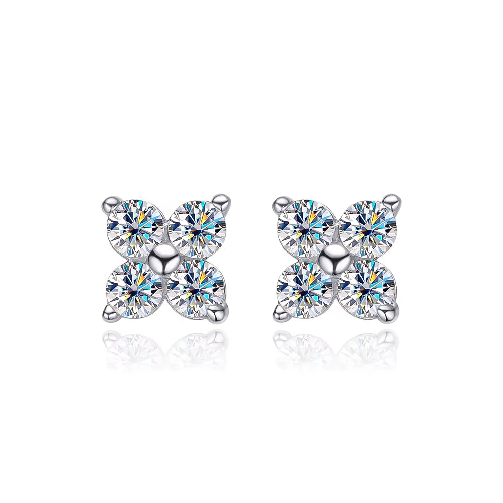 D VVS1 round Moissanite Stud Earrings for Women Man 4 Stones Classic S925 Sterling Silver Earring with GRA Gift Jewelry