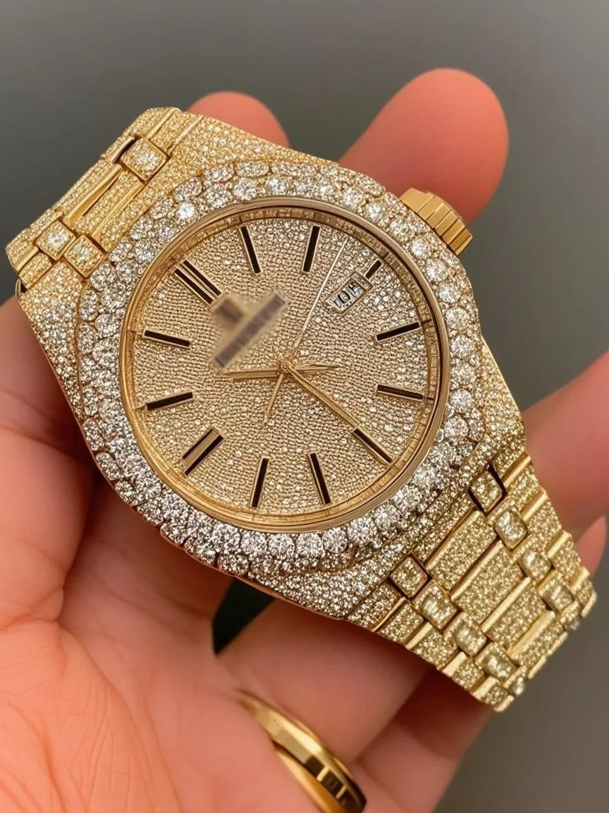 VVS Top Quality Automatic Mechanical Iced Out Women Designer Men Moissanite Pass Test Dia Watches Iced Out Vvs Diamond Watch Free Delivery