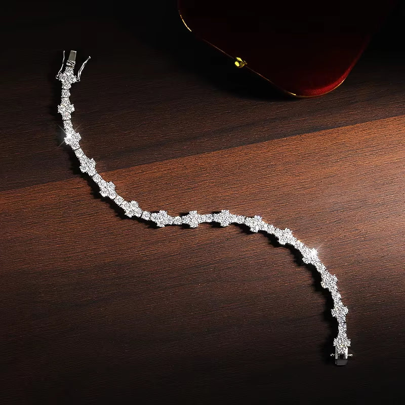 D VVS1 Moissanite Tennis Bracelet Solid 925 Sterling Silver Plated 18K White Gold with GRA Bracelets for Women Jewelry