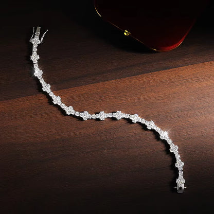 D VVS1 Moissanite Tennis Bracelet Solid 925 Sterling Silver Plated 18K White Gold with GRA Bracelets for Women Jewelry