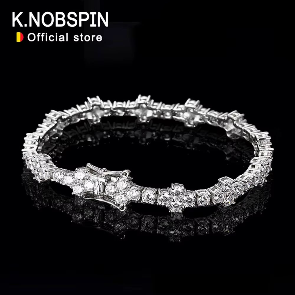 D VVS1 Moissanite Tennis Bracelet Solid 925 Sterling Silver Plated 18K White Gold with GRA Bracelets for Women Jewelry