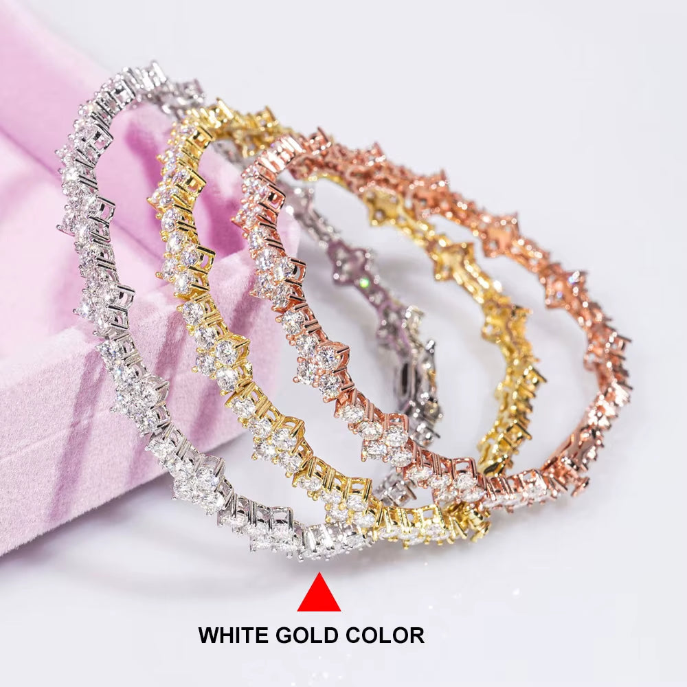 D VVS1 Moissanite Tennis Bracelet Solid 925 Sterling Silver Plated 18K White Gold with GRA Bracelets for Women Jewelry