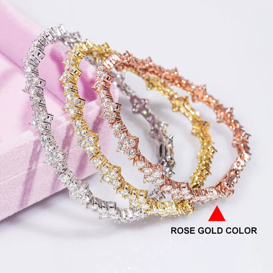 D VVS1 Moissanite Tennis Bracelet Solid 925 Sterling Silver Plated 18K White Gold with GRA Bracelets for Women Jewelry