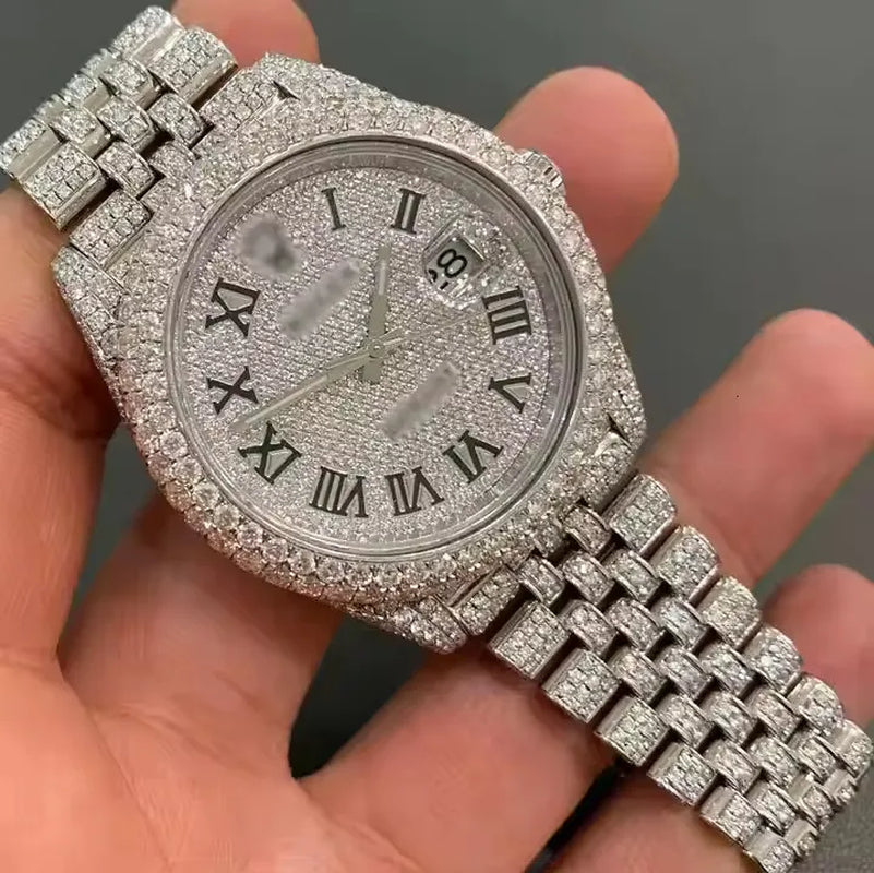 VVS Top Quality Automatic Mechanical Iced Out Women Designer Men Moissanite Pass Test Dia Watches Iced Out Vvs Diamond Watch Free Delivery