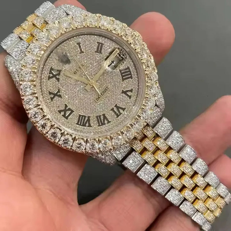 VVS Top Quality Automatic Mechanical Iced Out Women Designer Men Moissanite Pass Test Dia Watches Iced Out Vvs Diamond Watch Free Delivery