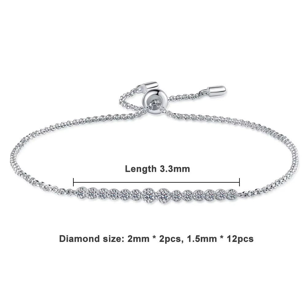 D VVS1 All Moissanite Bracelets for Women 0.24Ct round Lab Diamond GRA S925 Sterling Silver Plated 18K Dainty Bracelet