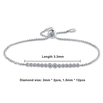D VVS1 All Moissanite Bracelets for Women 0.24Ct round Lab Diamond GRA S925 Sterling Silver Plated 18K Dainty Bracelet