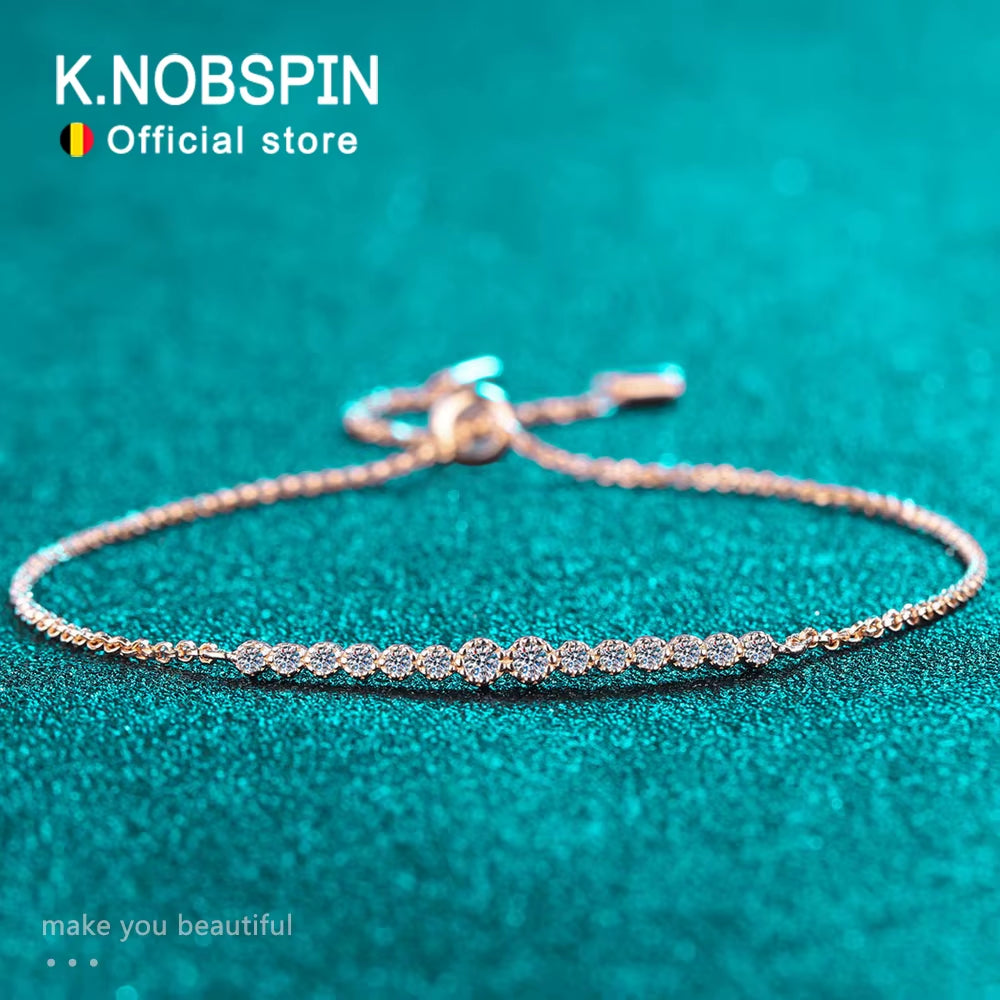 D VVS1 All Moissanite Bracelets for Women 0.24Ct round Lab Diamond GRA S925 Sterling Silver Plated 18K Dainty Bracelet