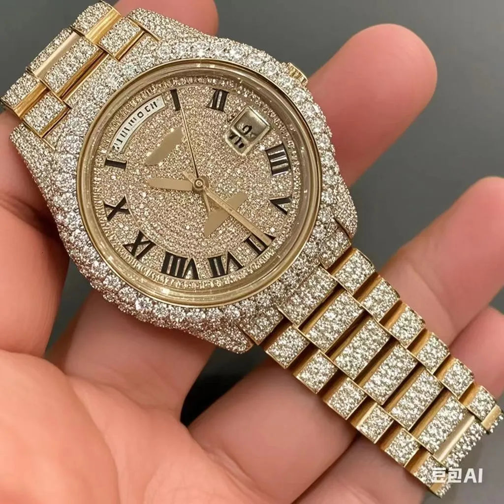 VVS Top Quality Automatic Mechanical Iced Out Women Designer Men Moissanite Pass Test Dia Watches Iced Out Vvs Diamond Watch Free Delivery