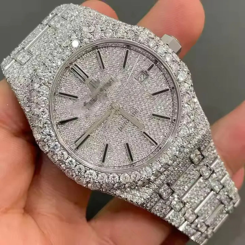 VVS Top Quality Automatic Mechanical Iced Out Women Designer Men Moissanite Pass Test Dia Watches Iced Out Vvs Diamond Watch Free Delivery