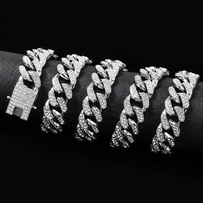 HUITIAN Women Mens Cuban Link Chain Gold Silver Bling Miami Cuban Necklace Diamond Chain for Men Iced-Out Hip Hop Jewelry