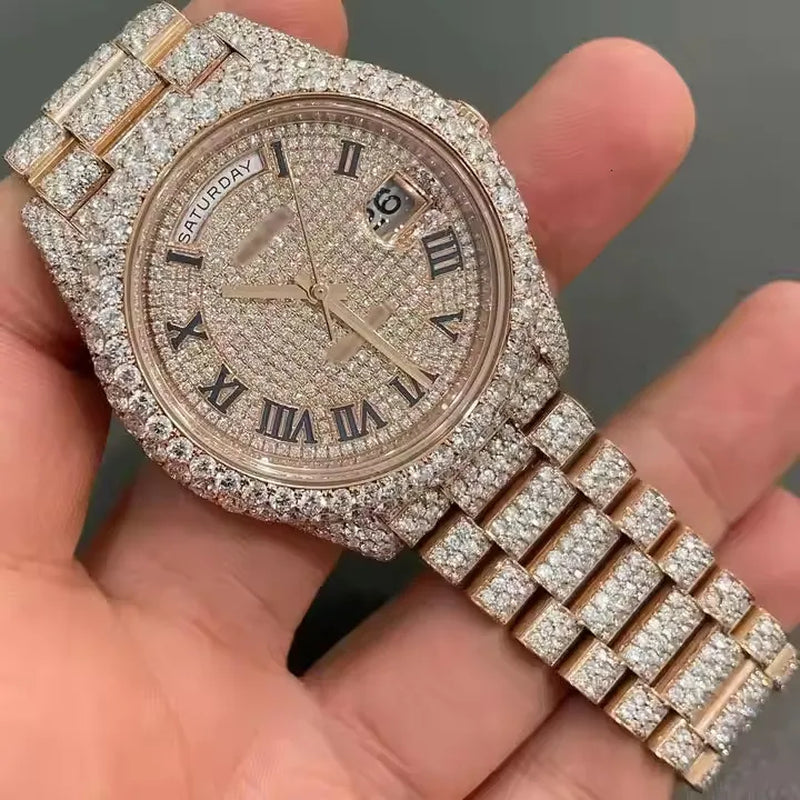VVS Top Quality Automatic Mechanical Iced Out Women Designer Men Moissanite Pass Test Dia Watches Iced Out Vvs Diamond Watch Free Delivery