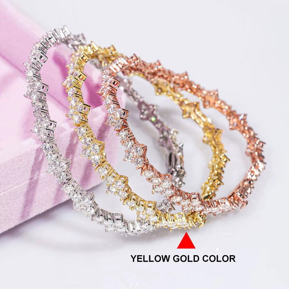 D VVS1 Moissanite Tennis Bracelet Solid 925 Sterling Silver Plated 18K White Gold with GRA Bracelets for Women Jewelry