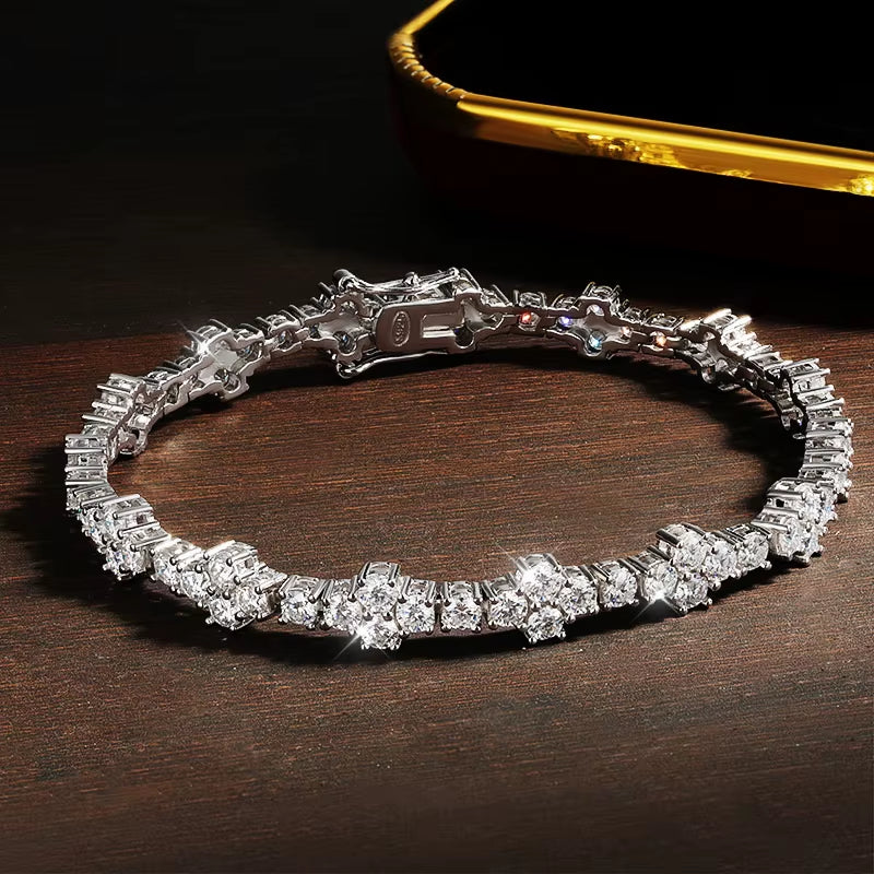 D VVS1 Moissanite Tennis Bracelet Solid 925 Sterling Silver Plated 18K White Gold with GRA Bracelets for Women Jewelry