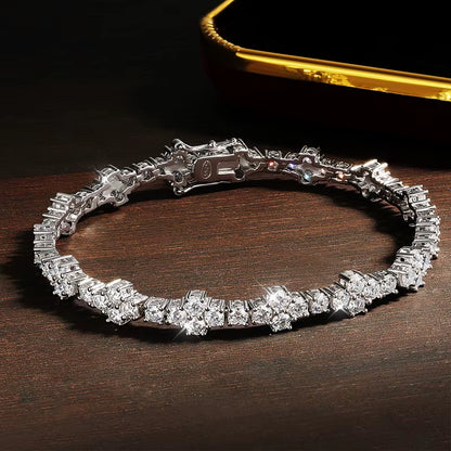 D VVS1 Moissanite Tennis Bracelet Solid 925 Sterling Silver Plated 18K White Gold with GRA Bracelets for Women Jewelry