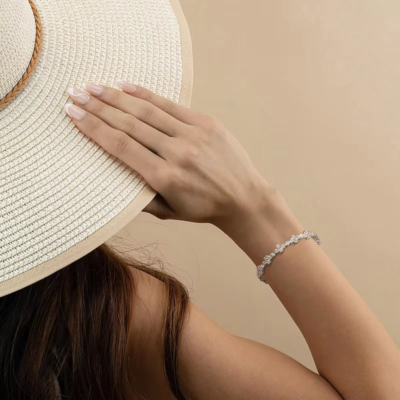 D VVS1 Moissanite Tennis Bracelet Solid 925 Sterling Silver Plated 18K White Gold with GRA Bracelets for Women Jewelry
