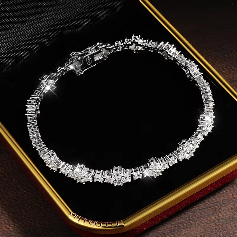 D VVS1 Moissanite Tennis Bracelet Solid 925 Sterling Silver Plated 18K White Gold with GRA Bracelets for Women Jewelry
