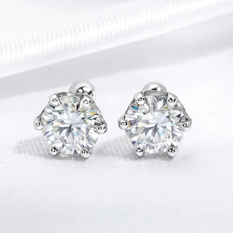 8Mm D Color 2.0 Carat 100% Moissanite Stud Earrings for Women Screw Thread Ear Studs 925 Silver Jewelry Pass Diamond Test