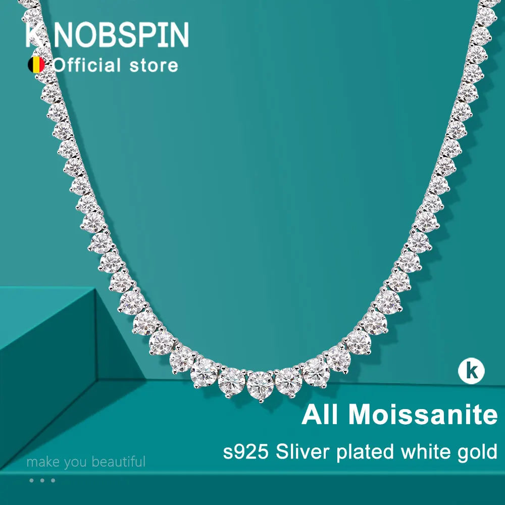 3 Claw D VVS1 Moissanite Tennis Necklace S925 Sterling Silver 18K White Gold GRA Certified Wedding Necklaces for Women