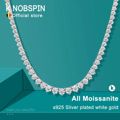 3 Claw D VVS1 Moissanite Tennis Necklace S925 Sterling Silver 18K White Gold GRA Certified Wedding Necklaces for Women