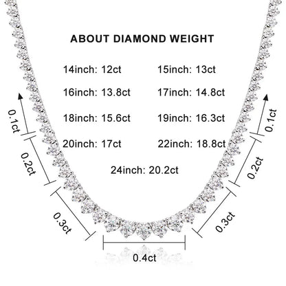 3 Claw D VVS1 Moissanite Tennis Necklace S925 Sterling Silver 18K White Gold GRA Certified Wedding Necklaces for Women