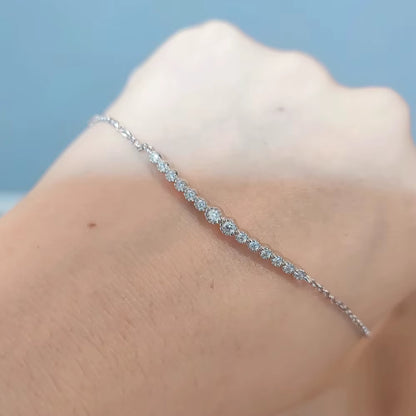 D VVS1 All Moissanite Bracelets for Women 0.24Ct round Lab Diamond GRA S925 Sterling Silver Plated 18K Dainty Bracelet
